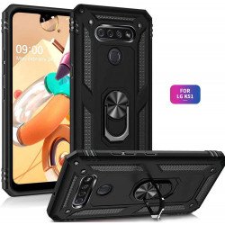 LG K51 / Q51 Tech Armor Ring Grip Case with Metal Plate (Black) LG K51 / Q51 Tech Armor Ring Grip Case with Metal Plate (Black)